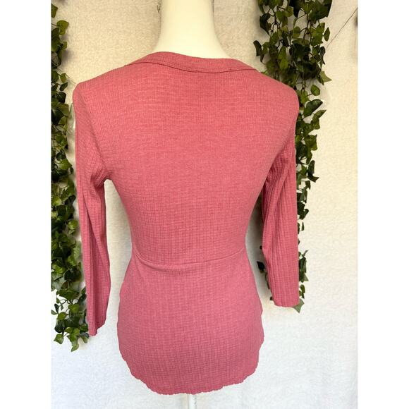 Altar'd State Pink Rayon blend Long Sleeve Chest Bow Tie Top Women's size Small - Picture 7 of 10